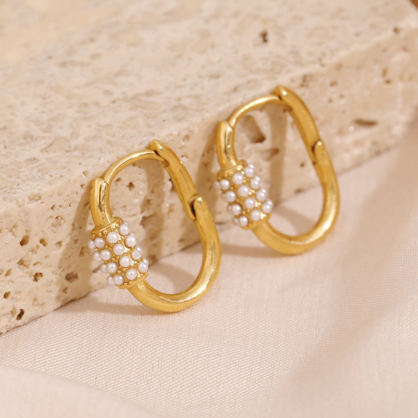 U Hoop Pearl Earring - Kalopsia Accessories