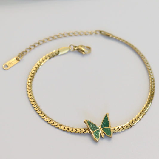 Green Butterfly Thick Anklet - Kalopsia Accessories