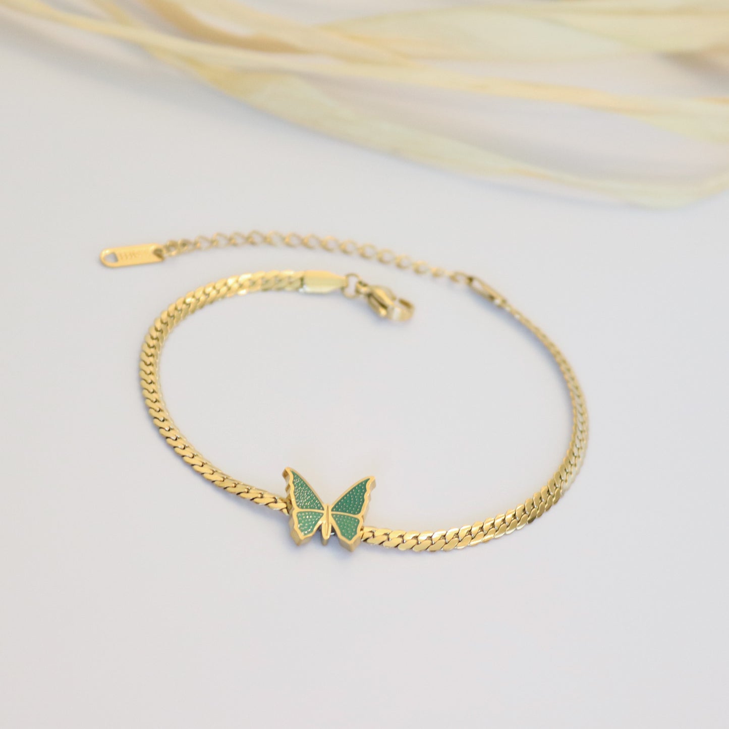 Green Butterfly Thick Anklet - Kalopsia Accessories