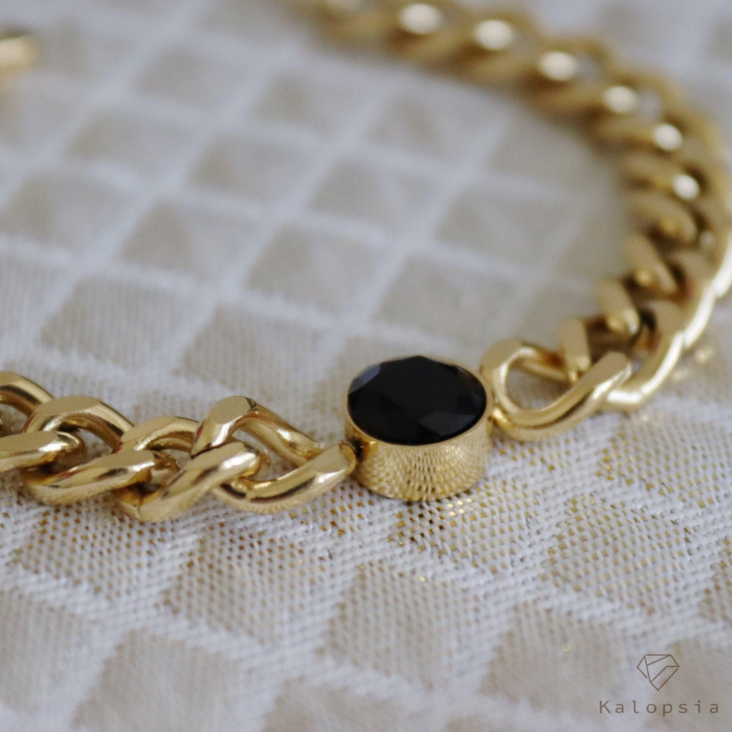 Cuban Chain Bracelet with black zircon stone