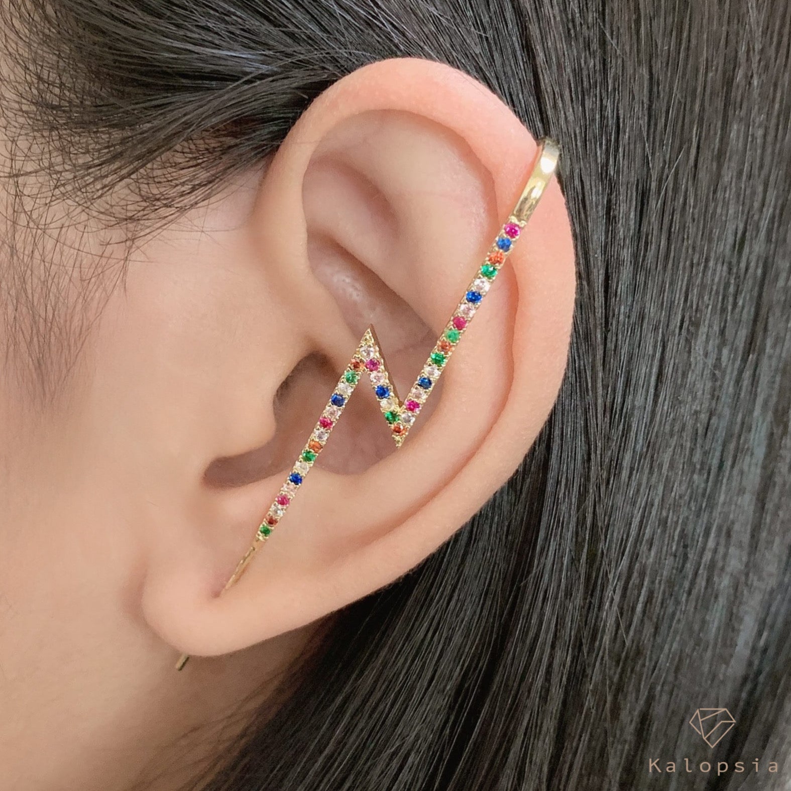 Multicolor Lightning Ear Cuff - Kalopsia Accessories