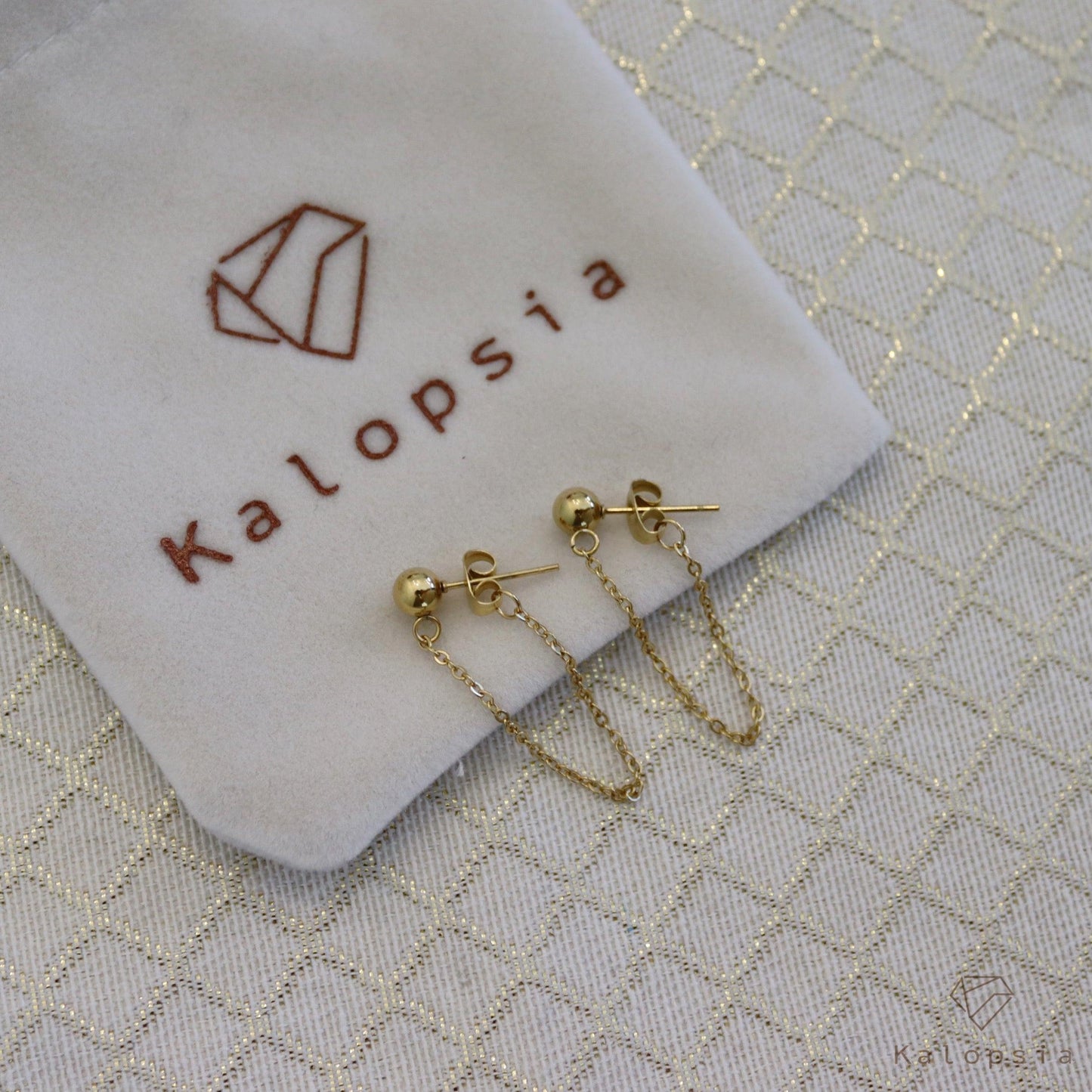 Chain Sphere Earring - Kalopsia Accessories